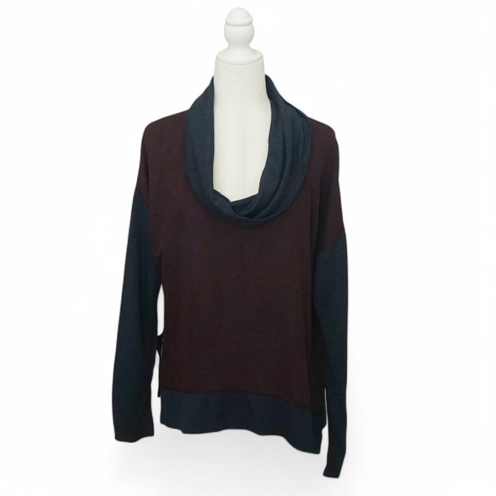 💜 THREE DOTS Cowl Neck Purple/Blue Sweatshirt (L)
